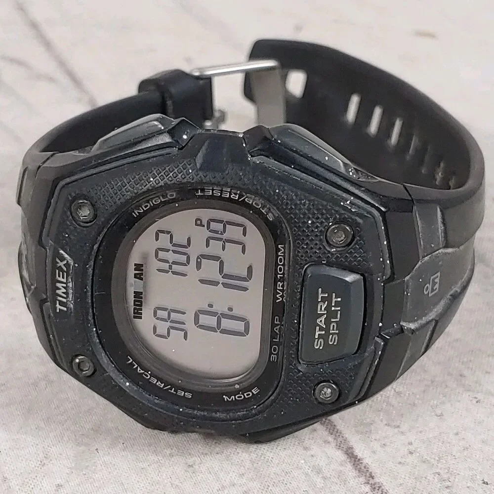 NEW BATTERY - Timex TW5M46100 Men's Ironman Digital Watch - Alarm Indiglo Resin